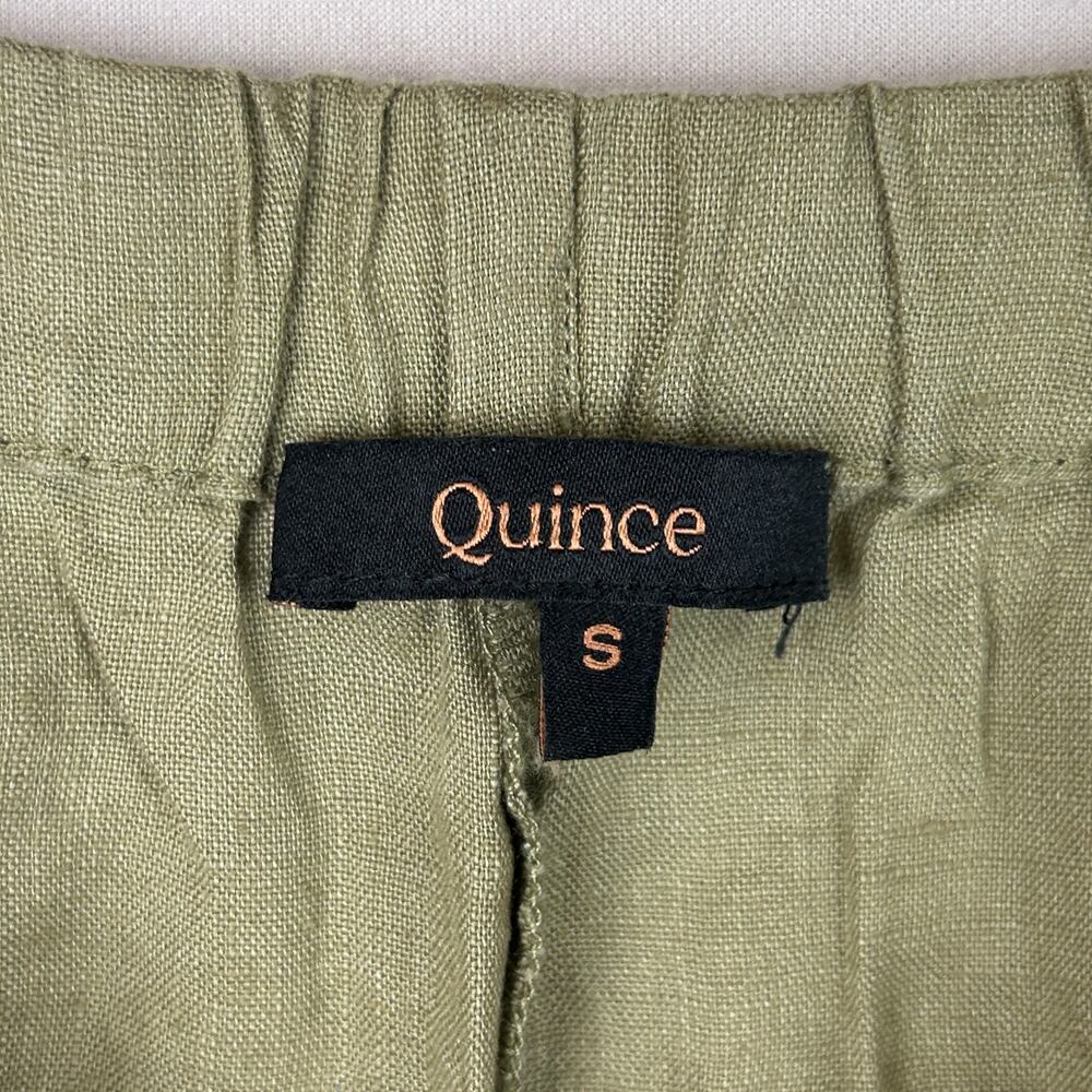 Quince Linen Elastic Waist Pull On Pants Olive Green Women's Size S - Picture 4 of 9